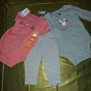 Carter's Girls 3 Piece set Bunny 12 Months
